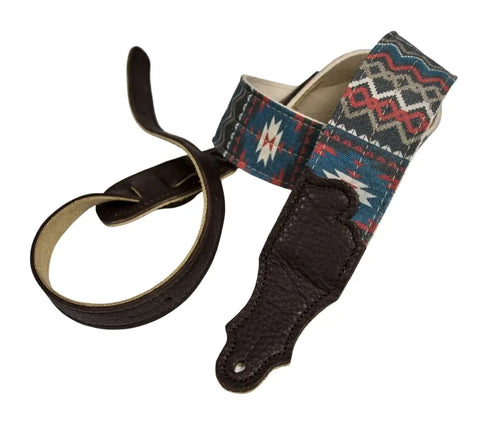 Franklin 2" Old Aztec Canvas Guitar Strap ~ Blue / Red