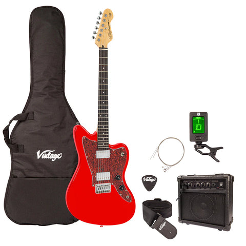 Vintage V50 Coaster Series Electric Guitar Pack  Gloss Red