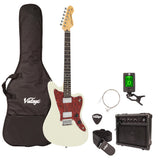 Vintage V50 Coaster Series Electric Guitar Pack ~ Vintage White