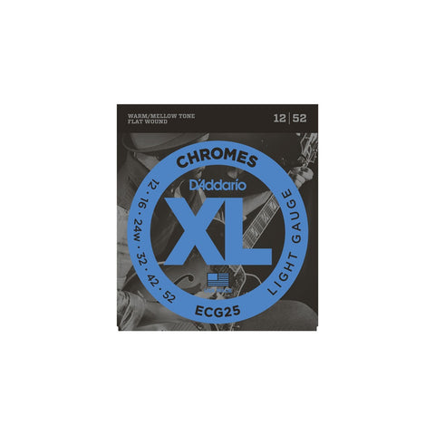 D'Addario ECG25 Flatwound Chromes Steel 12-52 Electric Guitar Strings