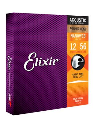 Elixir E16077 Nanoweb Phosphor Bronze Strings, 12-56