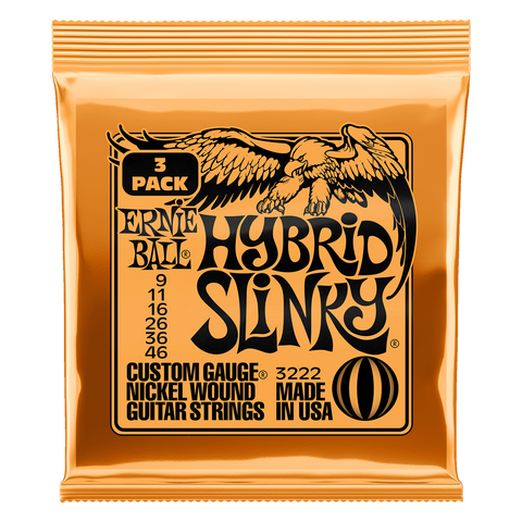 Ernie Ball Hybrid Slinky Electric Guitar Strings 9 - 46 ~ 3 Pack