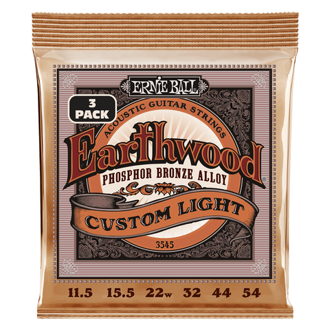 Ernie Ball Earthwood Phosphor Bronze Alloy Custom Light 11.5 - 54 (3 PACK)