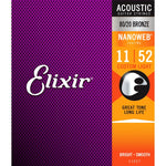 Elixir 80/20 Bronze Nanoweb Acoustic Strings Custom Light 11-52