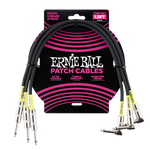 Ernie Ball 1.5ft Angle/Straight Patch Cable in Black, 3-pack