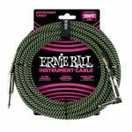 Ernie Ball Braided Instrument Cable, Black Green /10ft