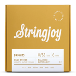 Stringjoy Brights | Super Light Gauge (11-52) 80/20 Bronze Acoustic Guitar Strings