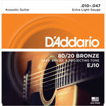 D'addario EJ10 10-47 Extra Light, 80/20 Bronze