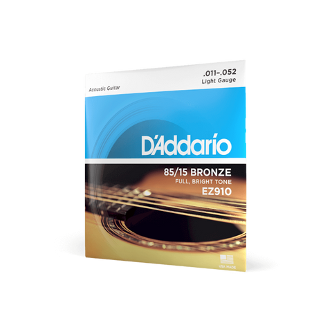 D'Addario EZ910 85/15 Bronze Acoustic Guitar Strings, Light, 11-52