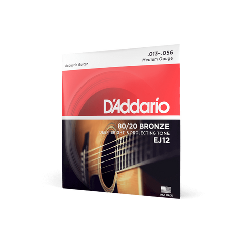 D'Addario EJ12-3D 13-56 Medium, 80/20 Bronze - 3 Pack